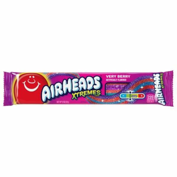 Airheads Xtremes Very Berry candy package on a white background