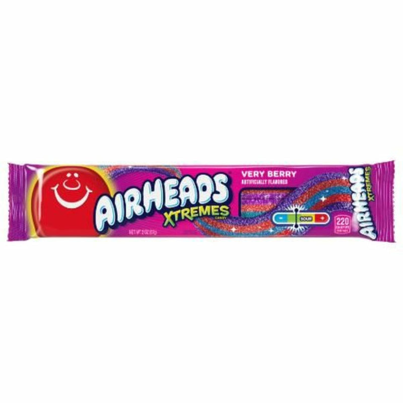 Airheads Xtremes Very Berry candy package on a white background