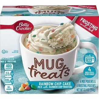 Betty Crocker Rainbow Chip Mug Treats- 4 Pouches (354g)