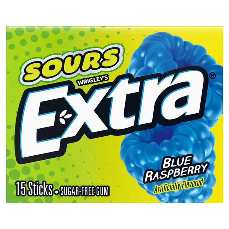 Extra Sours Blue Raspberry Gum- 15 Sticks