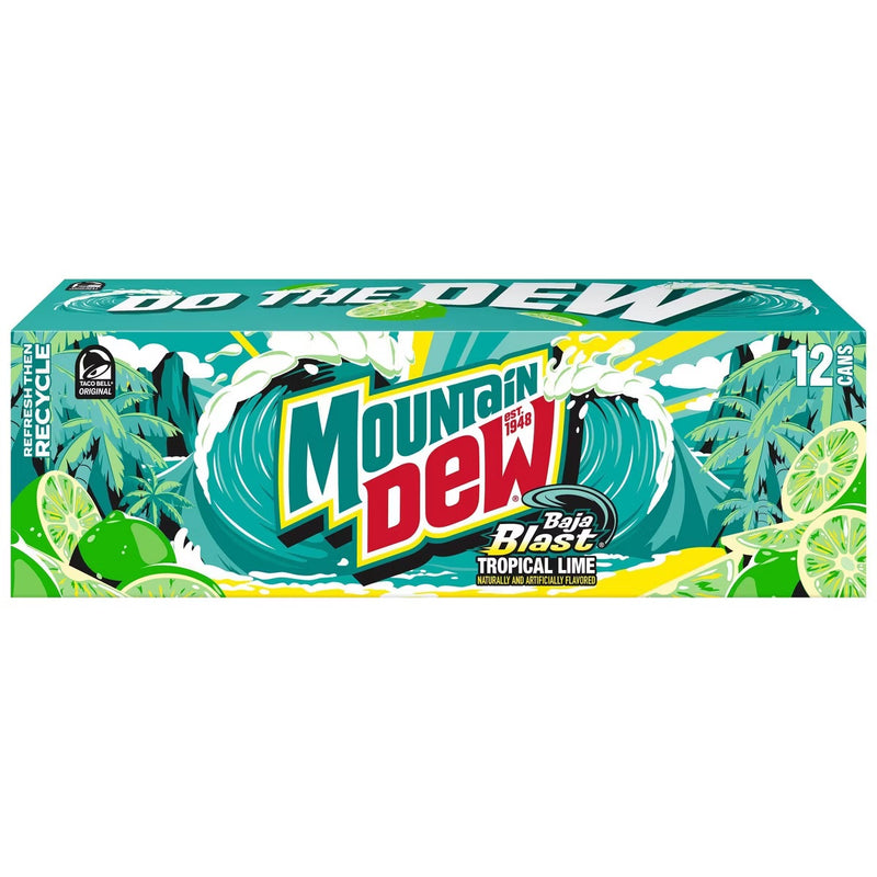 Mountain Dew Baja blast 12 pack case