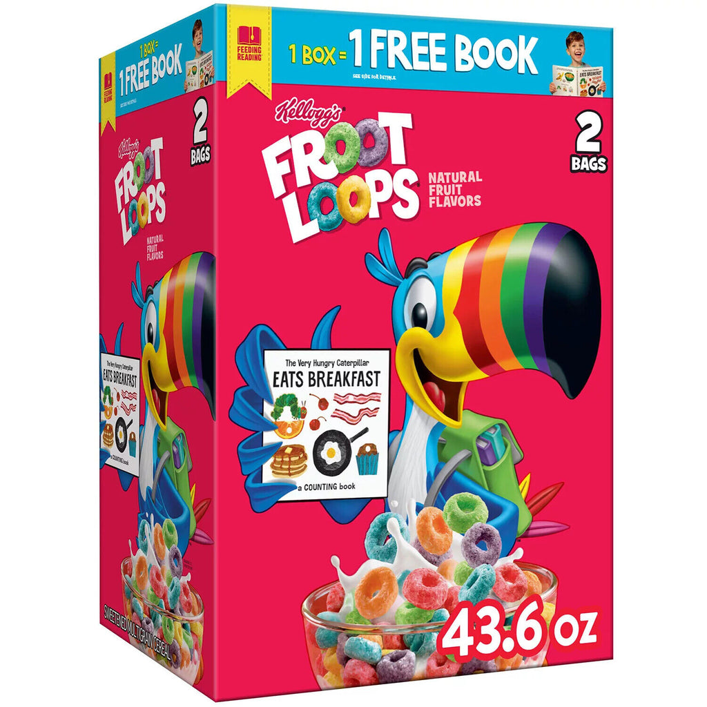 Froot Loop Pack Kellogg's Froot Loops Giant Size- 2 Bags (1.24kg)
