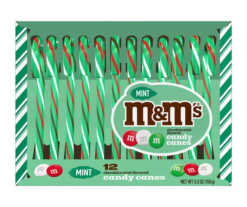 M&m’s Mint Chocolate Flavoured Candy Canes- 12 Pack (150g)