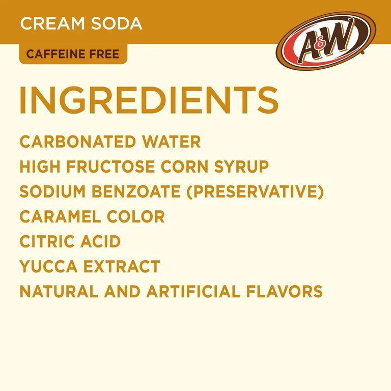 A&W cream soda ingredients