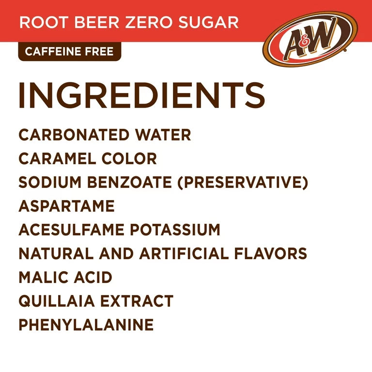 A&w zero sugar root beer ingredients