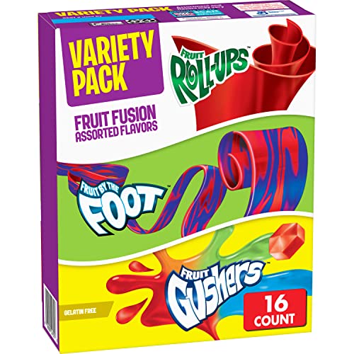 Fruit Roll Ups, Fruit by the Foot & Fruit Gushers Variety Pack- 8 Pouches (144g)