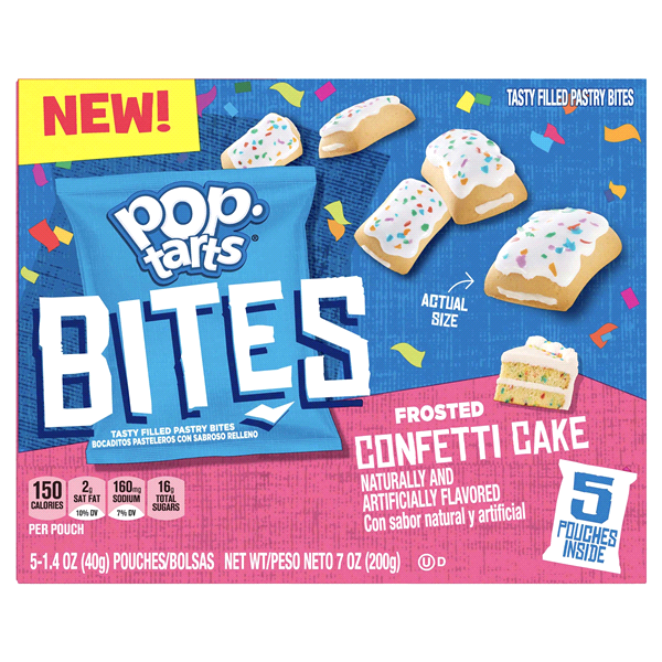 pop tarts frosted confetti cake bites 5 count box 200g