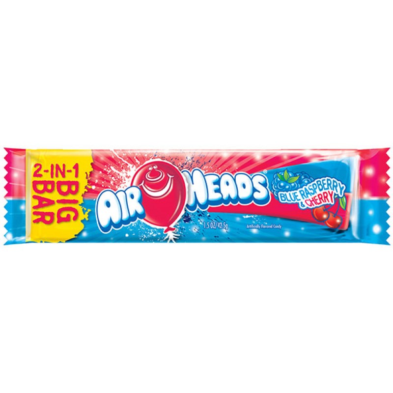 airheads blue raspberry and cherry big bar  42g