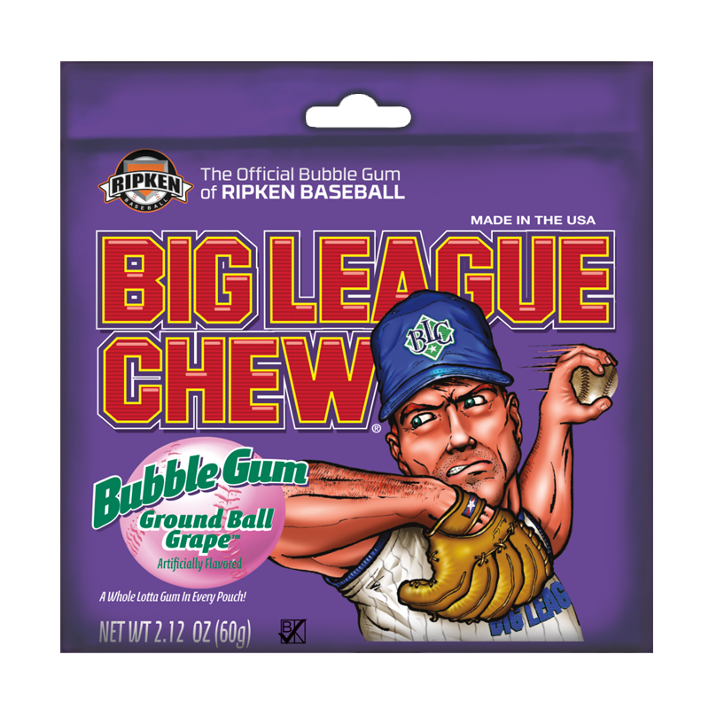 Big League Chew Ground Ball Grape Bubble Gum (60g)