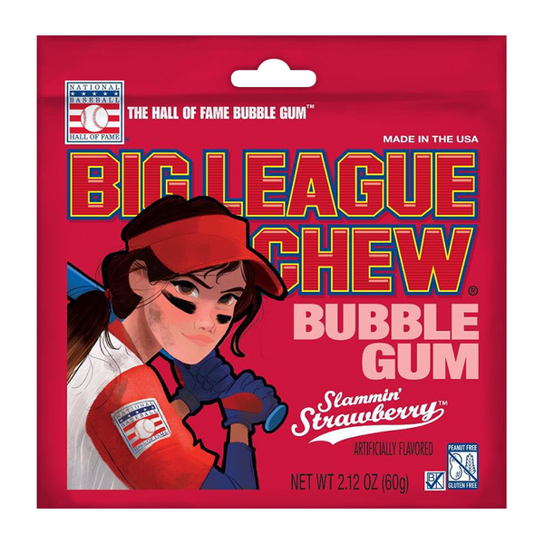 big league chew bubble gum slammin strawberry 60g