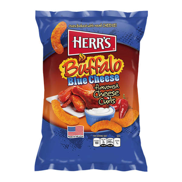 Herrs Buffalo Blue Cheese Flavoured Cheese Curls Bag 199g