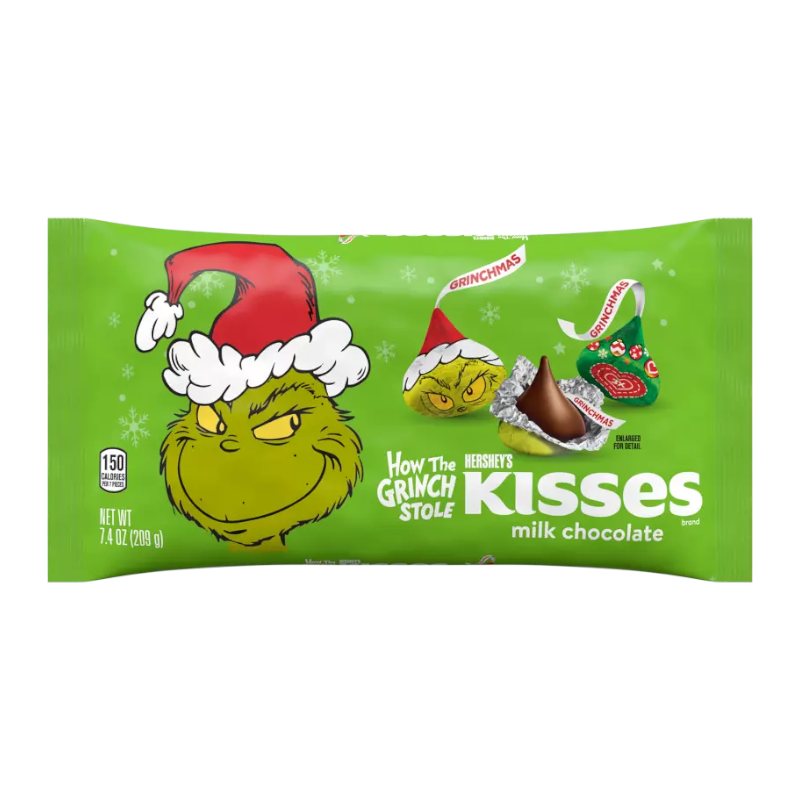 Hersheys milk chocolate grinch kisses 209g