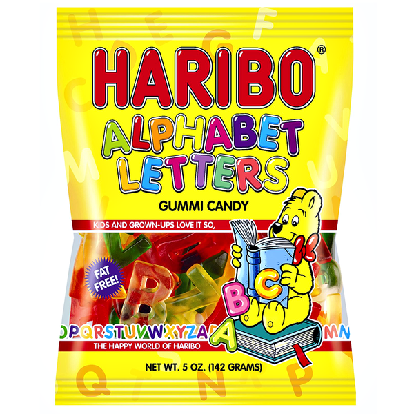 Haribo Alphabet Letters Gummy Candy Peg Bag 142g