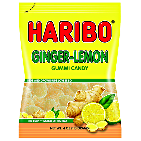 Haribo Ginger Lemon Gummy Candy Peg Bag 113g
