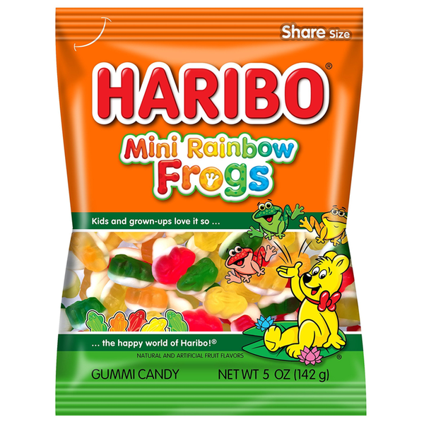 Haribo Mini Rainbow Frogs Gummy Candy Peg Bag 142g
