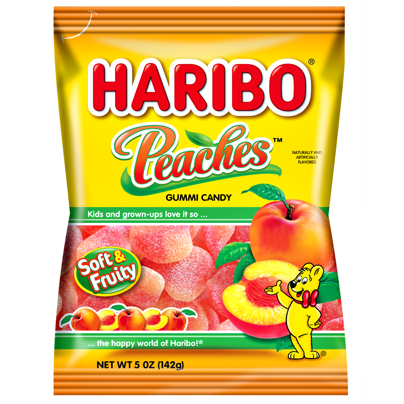 Haribo Peaches Gummy Candy Peg Bag 142g