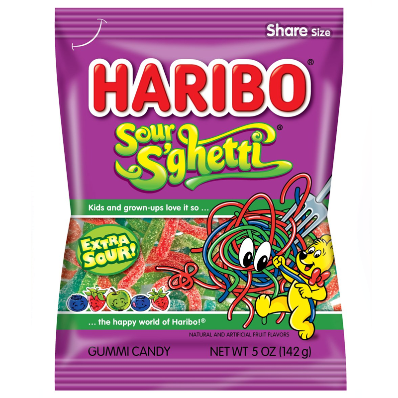Haribo Sour Sghetti Gummy Candy Peg bag 142g
