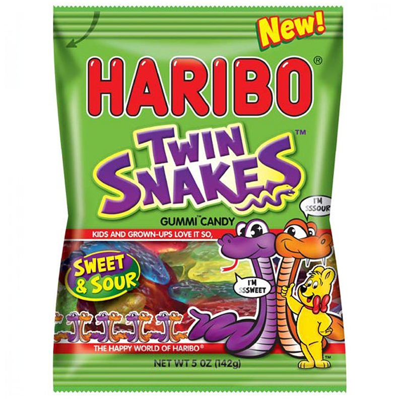 Haribo Twin Snakes Gummy Candy Peg Bag 142g