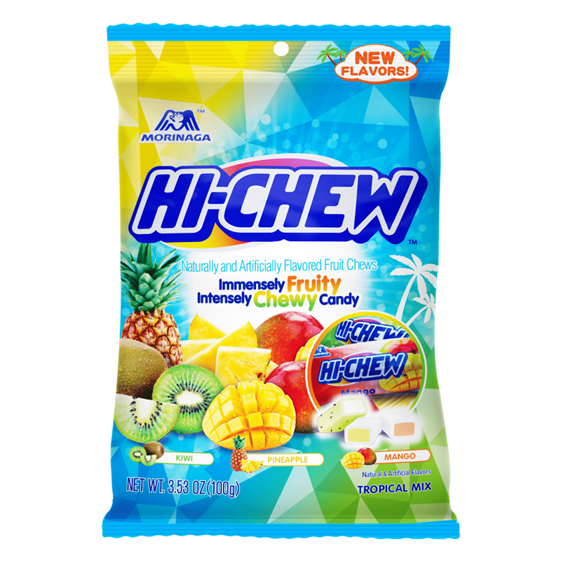 Hi Chew Tropical Mix Fruit Chews Peg Bag 100g