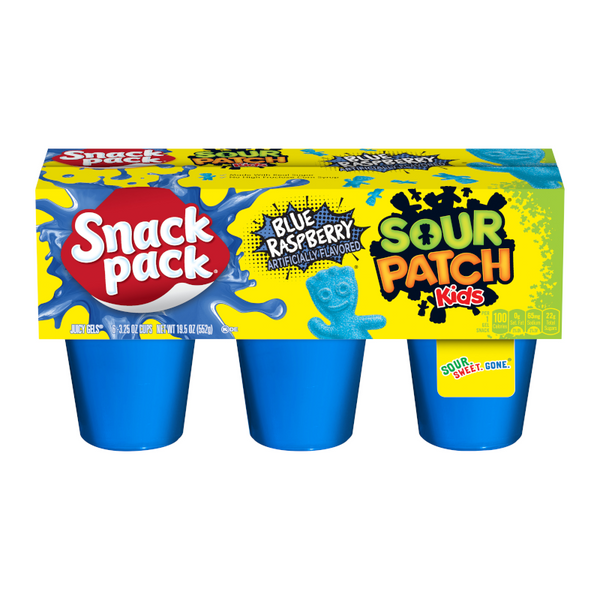 Snack Pack Sour Patch Kids Blue Raspberry Juicy Gels - 6 Cups (552g)