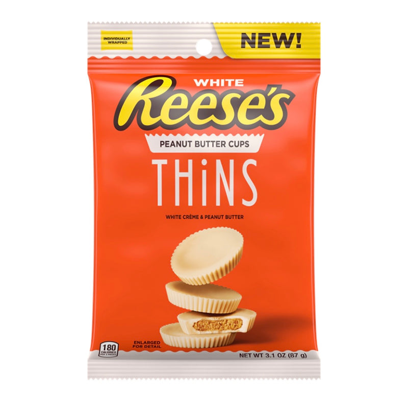 Reeses white chocolate thins peanut butter cups peg bag 87g