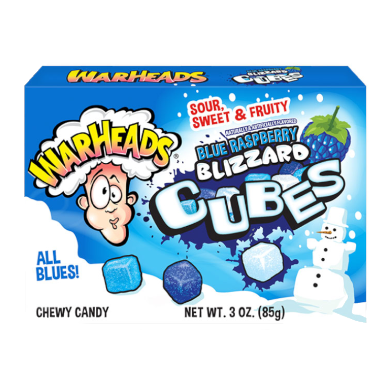 Warheads Blue Raspberry Blizzard Cubes Theatre Box (85g) [Christmas]