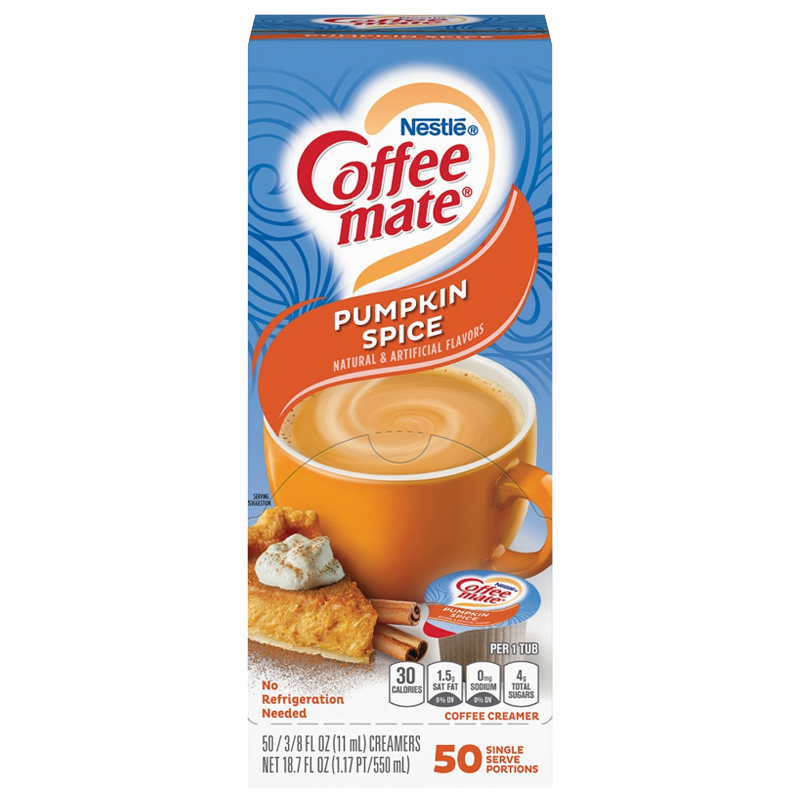 Coffee Mate Pumpkin Spice Liquid Creamer- 50 Piece Box (550ml)