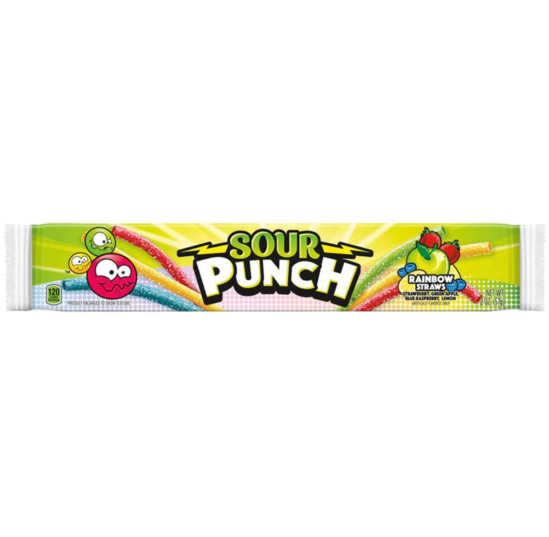 Sour Punch Rainbow Candy Straws (57g)
