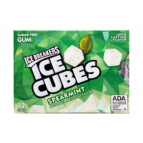 Ice Breakers Ice Cubes Sugar Free Gum Spearmint- 12 Cube Pack
