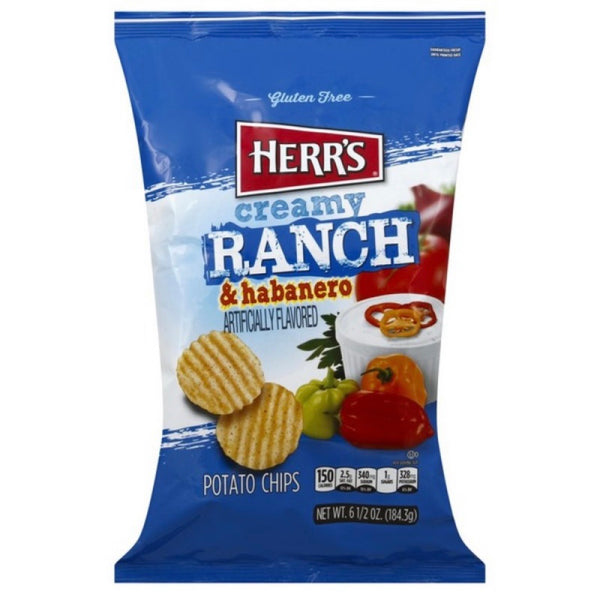 Herrs Creamy Ranch And Habanero Flavoured Potato Chips 184.3g