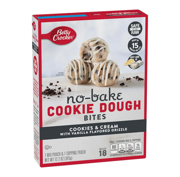 Betty Crocker No Bake Cookie Dough Bites Cookies & Cream (345g)