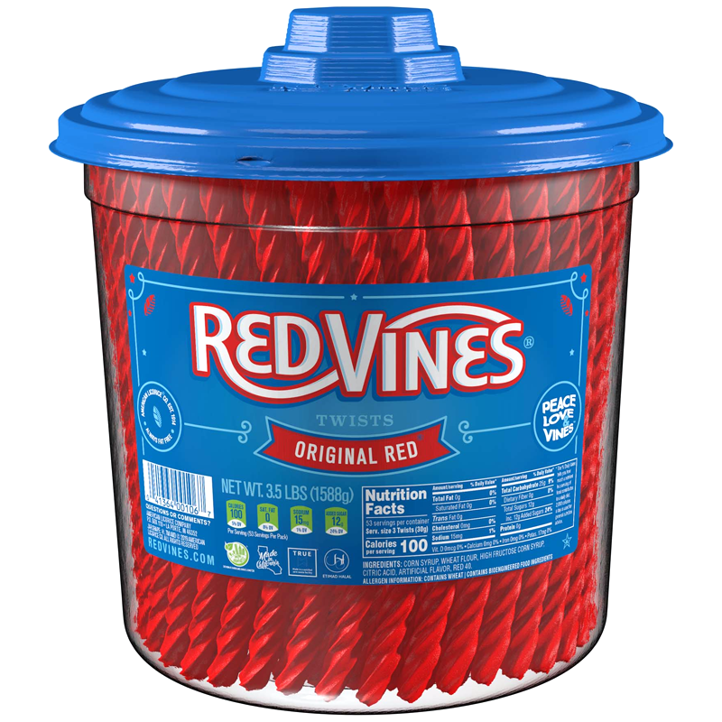 Red Vines Original Red Twists HUGE TUB (1588g)