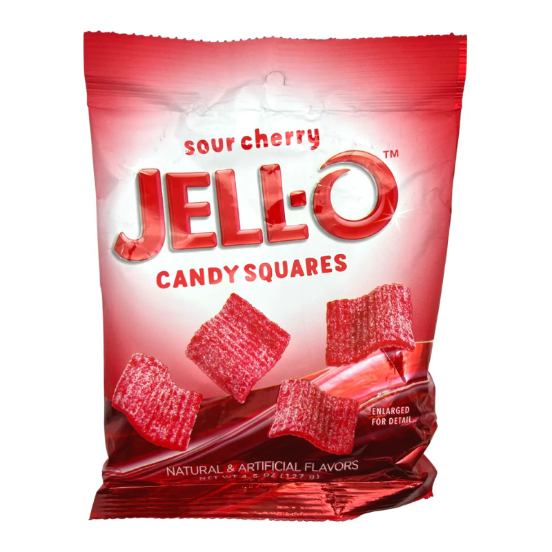 Jell-O Sour Cherry Candy Squares Peg Bag (127g)