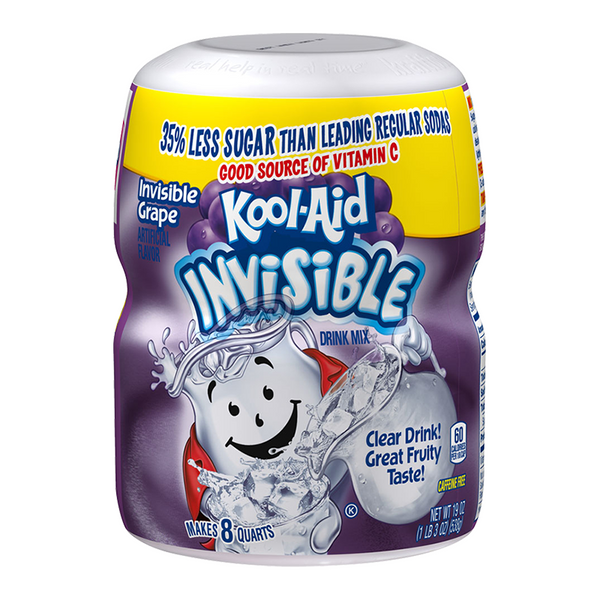 Kool Aid Invisible Grape Drink Mix Tub 538g