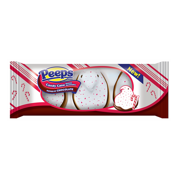 peeps candy cane marshmallow dipped in chocolate 3 pack 42g