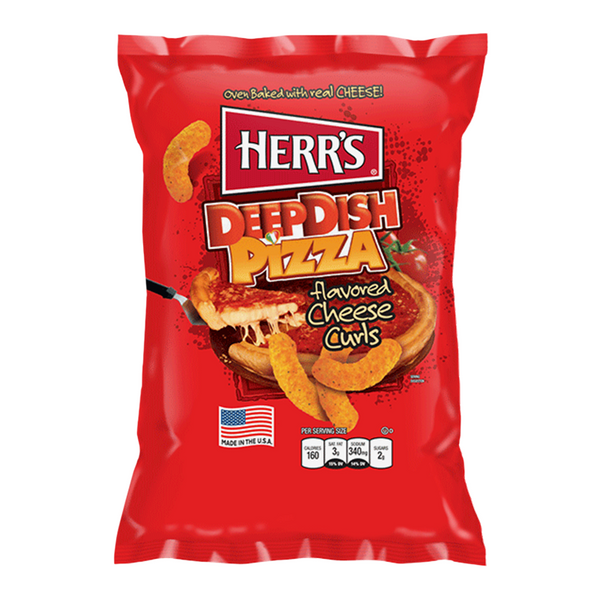 Herrs Deep Dish Pizza Flavoured Cheese Curls Bag 199g