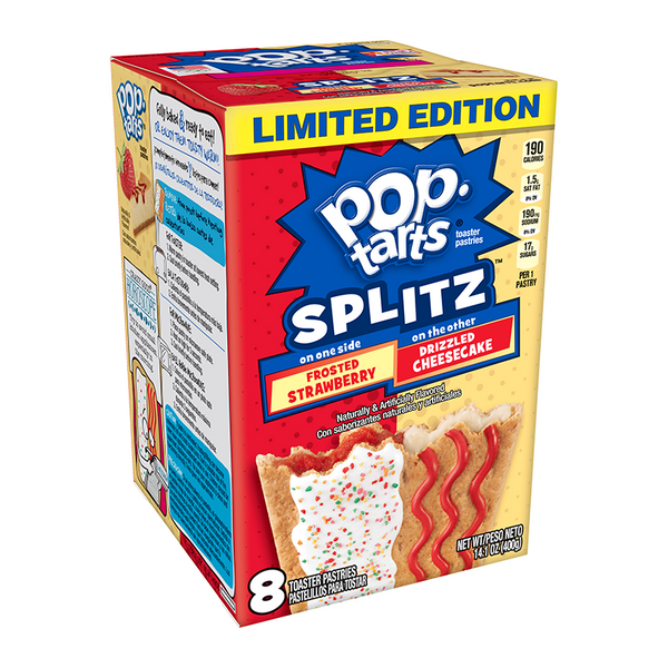Pop Tarts Splitz Frosted Strawberry & Drizzled Cheesecake- 8 Pack (400g)