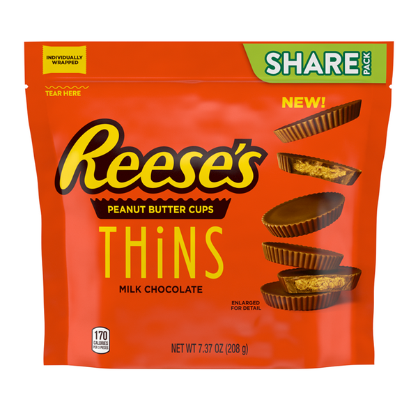 Reeses milk chocolate thins peanut butter cups 208g