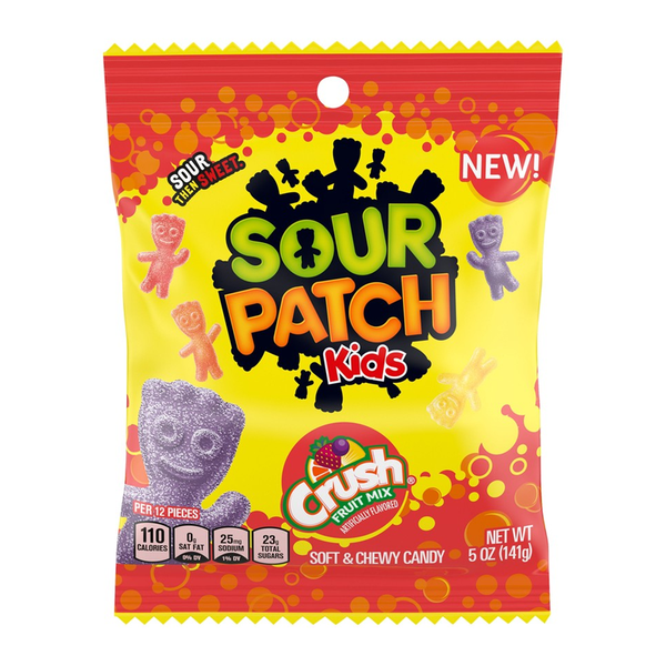 sour patch kids crush fruit mix peg bag 141g