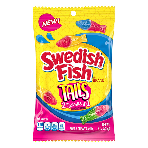 Swedish fish tails 2 flavours in 1 peg bag 226g