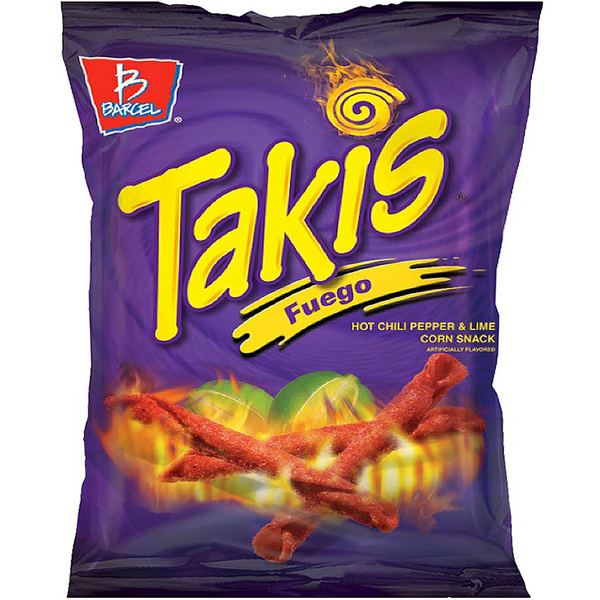 takis fuego hot chill pepper and lime corn snack 113.4g