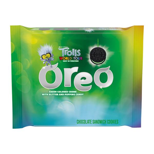 oreo trolls green creme with glitter and popping candy 303g