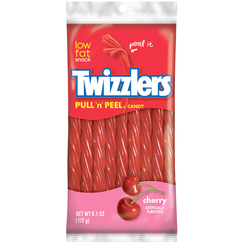 twizzlers pull n peel cherry peg bag 173g