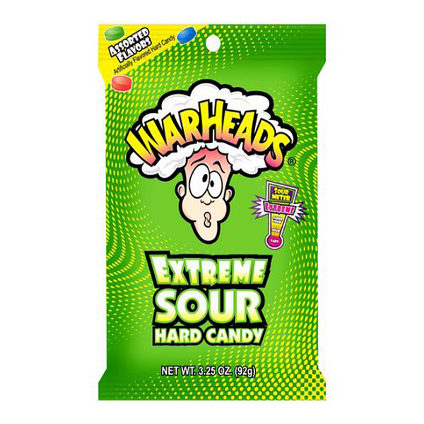 warheads extreme sour hard candy peg bag 92g