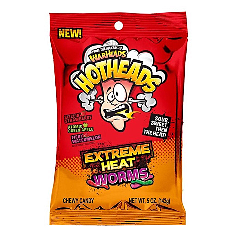 warheads hotheads extreme heat worms peg bag 142g