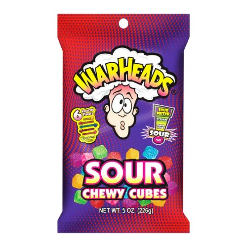 warheads sour chewy cubes peg bag 141g